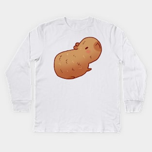 Funny Capybara illustration Kids Long Sleeve T-Shirt